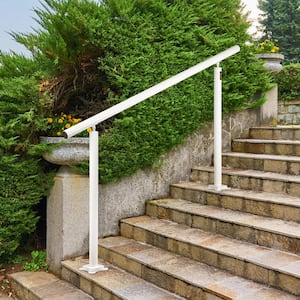5 ft. Outdoor Stair Railing Fits 4-5 Steps Adjustable Angle Aluminum Stair Handrails for Outdoor Steps, White