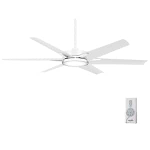 Deco 65 in. CCT Integrated LED Indoor/Outdoor Flat White Ceiling Fan with Remote Control