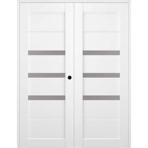 Rita 36 in. x 80 in. Left Hand Active 3-Lite Frosted Glass Bianco Noble Wood Composite Double Prehung French Door