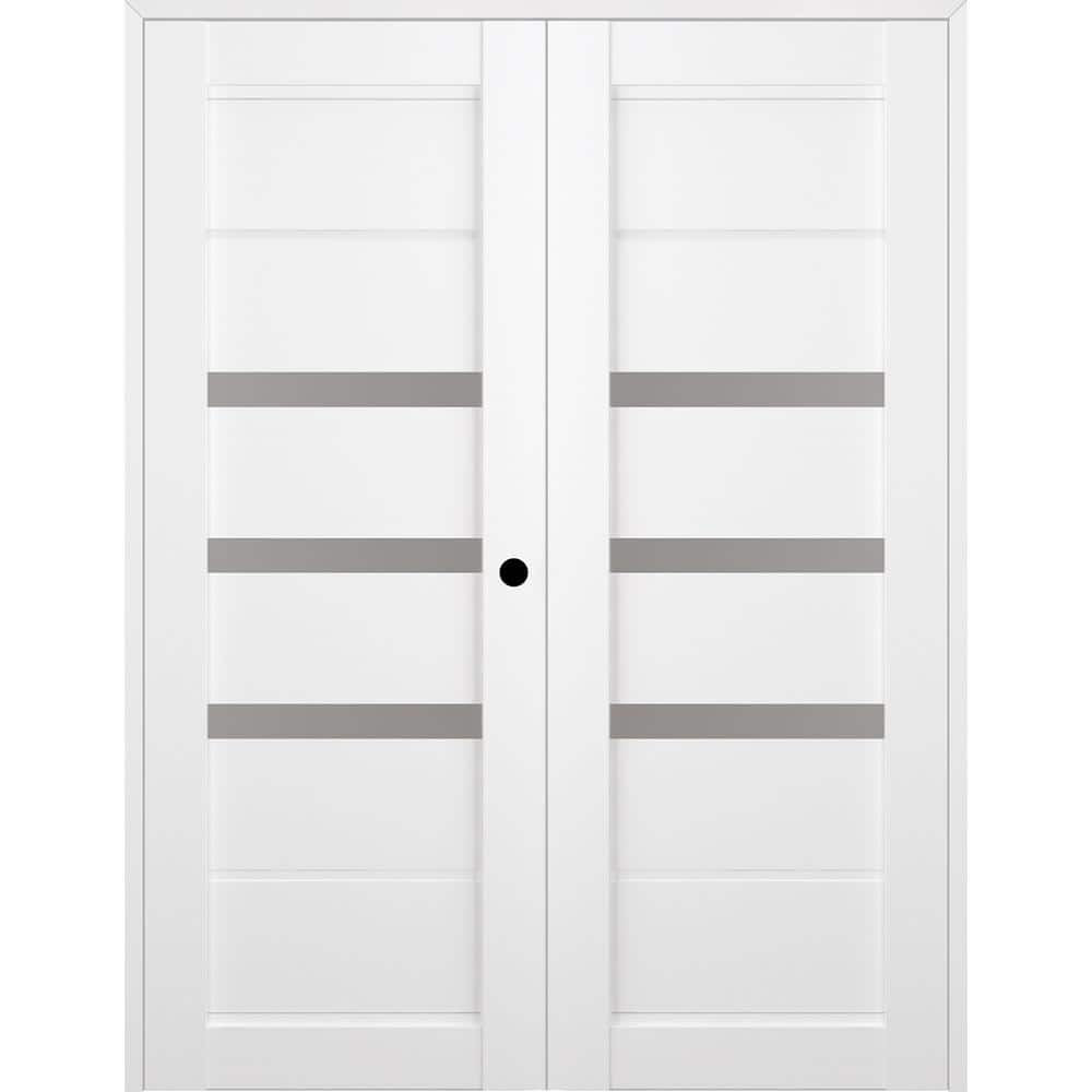 Rita 72 in. x 80 in. Left Hand Active 3-Lite Frosted Glass Bianco Noble Wood Composite Double Prehung French Door price history on PriceWatchPro