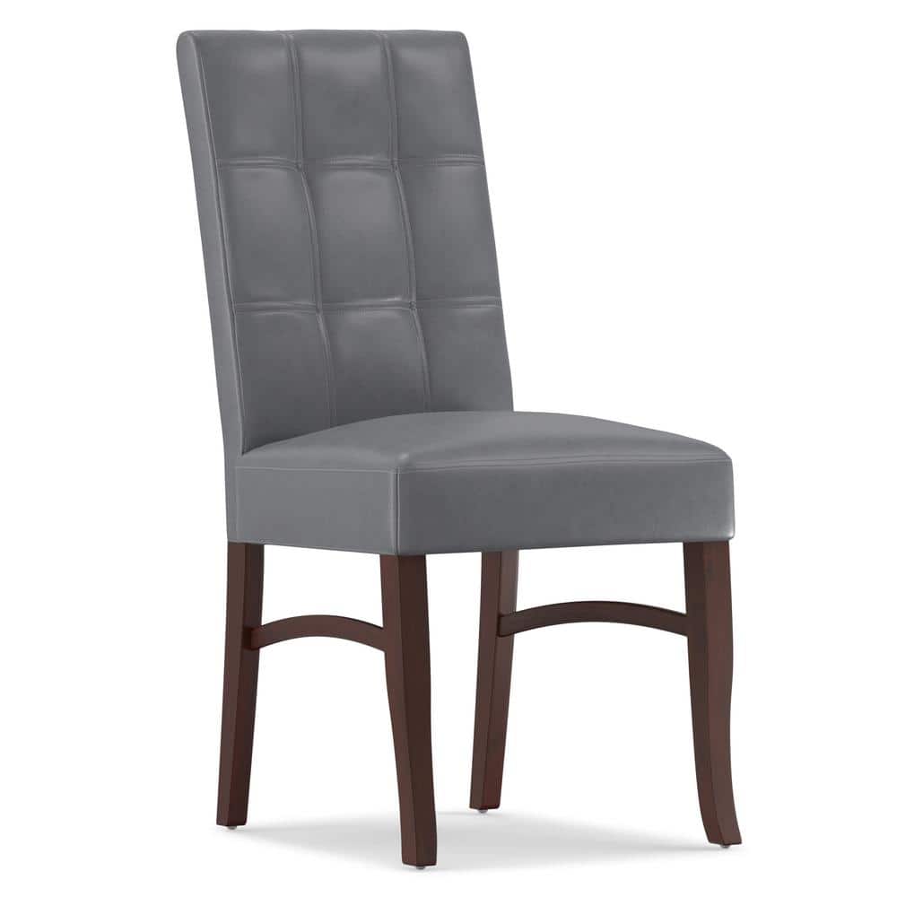 Stone Gray Faux Leather Upholstered Parsons Dining Side Chair