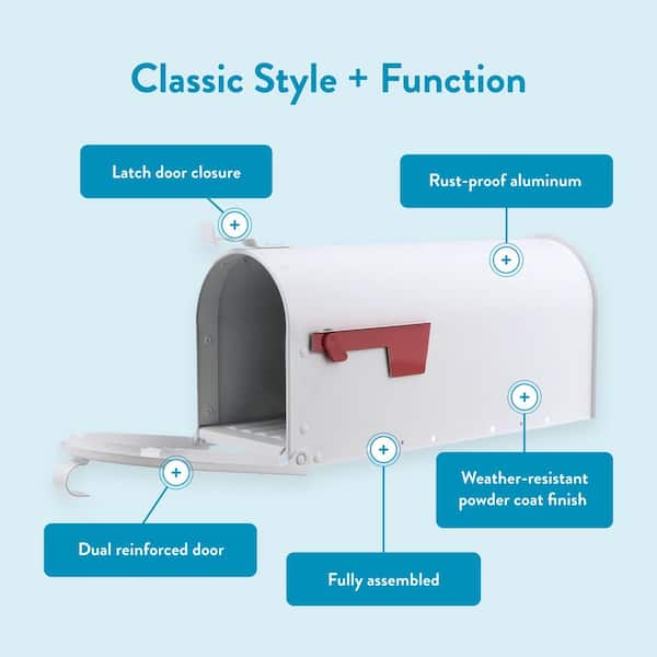 Admiral Textured White, Medium, Aluminum, Post Mount Mailbox