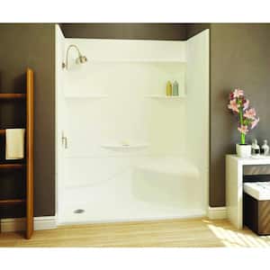 Varia 30 in. x 60 in x 76 in. 4 -pc AcrylX Acrylic Finished Shower Stall with Left Drain and Right Seat in White