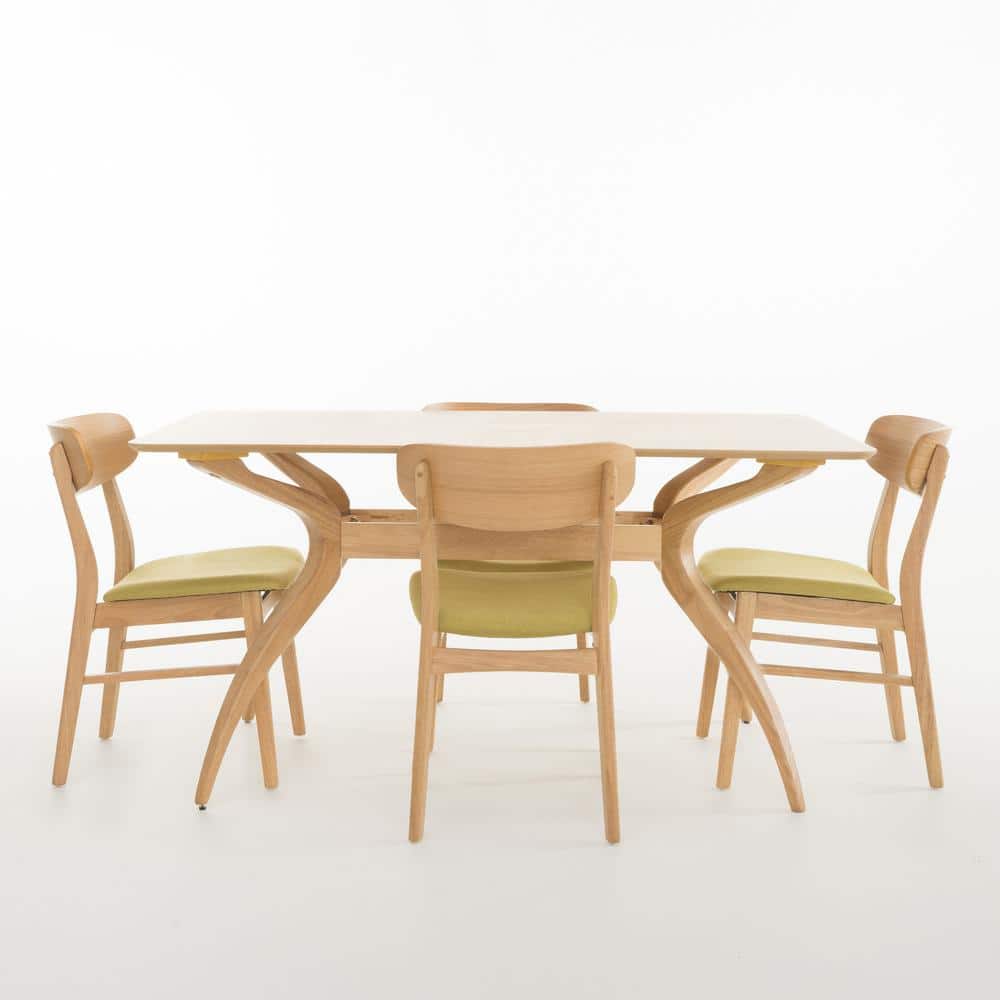 Lucious 5-Piece Green Tea and Natural Oak Dining Set