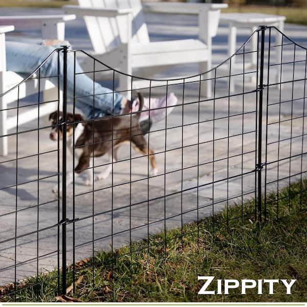2.08 ft. H x 2.46 ft W Zippity Black Metal Garden Fence Panel with Stakes (5 pack)