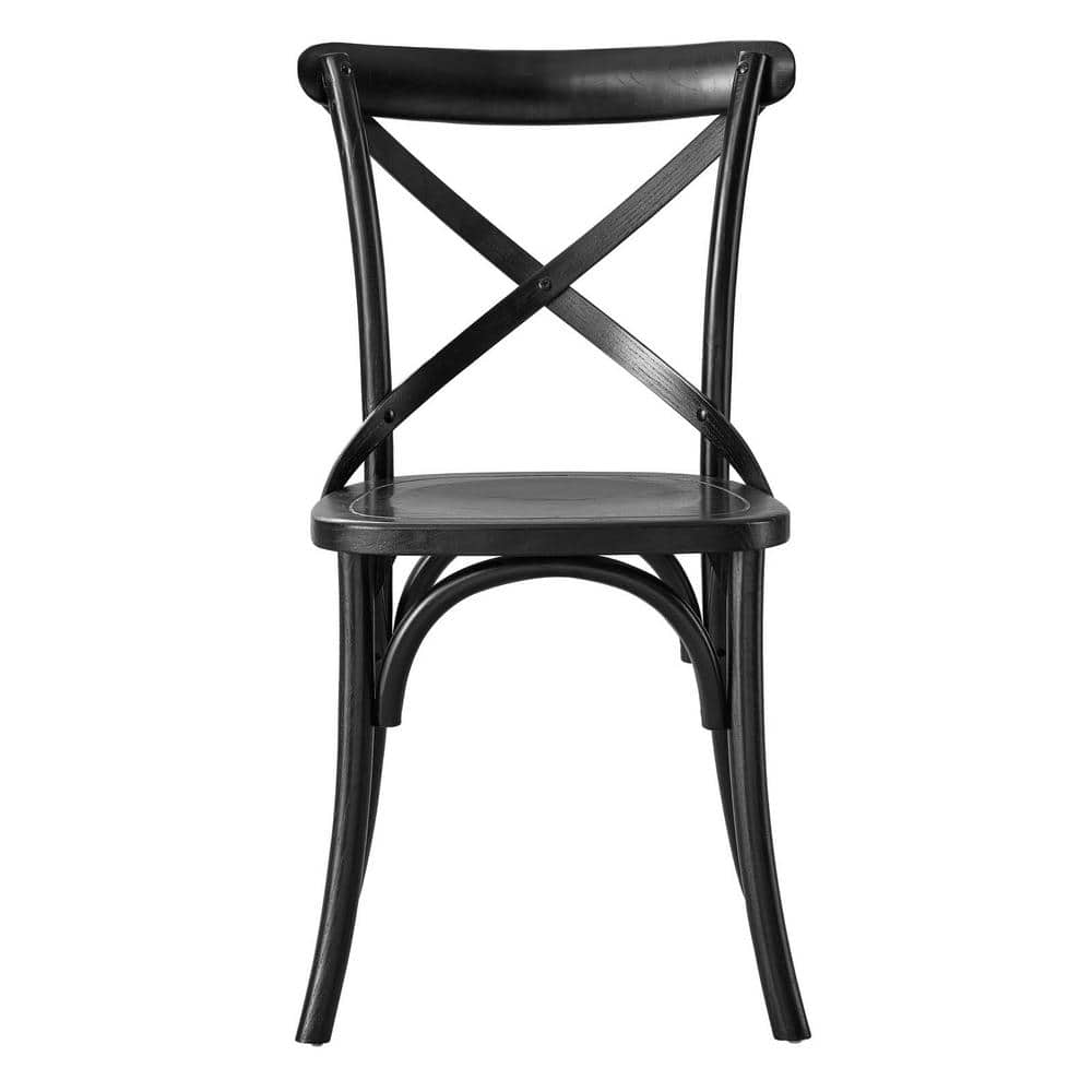 Elm Wood Black X-Brace Dining Side Chair