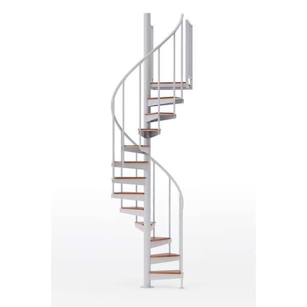 Mylen STAIRS Condor White Interior 42in Diameter, Fits Height 93.5in - 104.5in, 1 36in Tall Platform Rail Spiral Staircase Kit