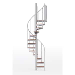 Condor White Interior 42in Diameter, Fits Height 93.5in - 104.5in, 2 42in Tall Platform Rails Spiral Staircase Kit
