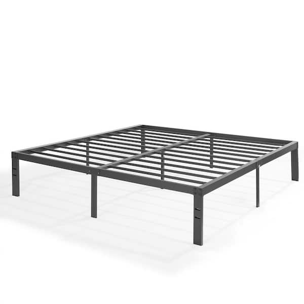 Bed Frames Black Metal Frame KIng Platform Bed with Steel Slat，No Box Spring Needed, 14.4 in. Platform Bed, Size 2