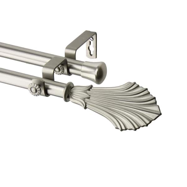 Rod Desyne 120 in. x 170 in. Fin Double Curtain Rod Set in Satin Nickel
