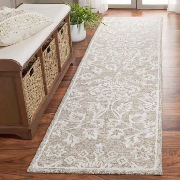 Glamour 2 ft. x 9 ft. Beige/Ivory Ornate High-Low Runner Rug