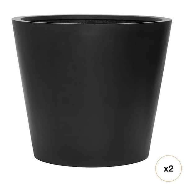 PotteryPots Bucket Large 24 in. Tall Black Fiberstone Planter - The ...