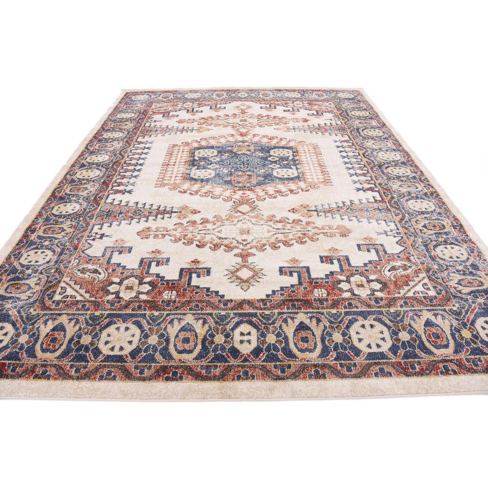 Handmade Ivory Abstract 8' x 10' Easy Care Synthetic Rug