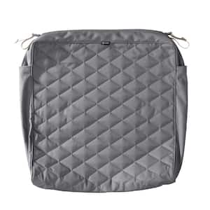 Montlake FadeSafe 25 in. W x 25 in. D x 5 in. T Grey Quilted Lounge Cushion Slipcover