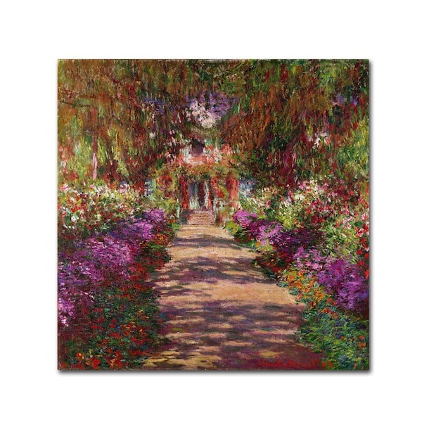 Trademark Fine Art 14 in. x 14 in. A Pathway in Monets Garden Canvas Art