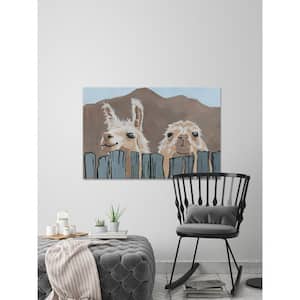 Marmont Hill MH-Jullam-01-C-30 20 inch x 30 inch Peekaboo Llamas Frameless Giclee Painting on Canvas, Brown