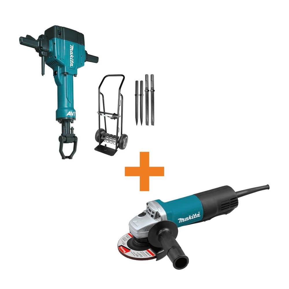 15 Amp 1-1/8 in. Hex Corded 70 lb. AVT Breaker Hammer 22.87 in wide w/ Cart and (4) Bits w/ 4-1/2 in. Angle Grinder price history on PriceWatchPro