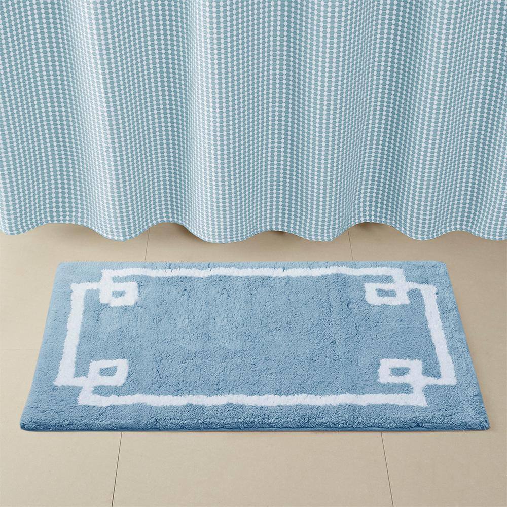 Blue and White Cotton Tufted Bath Mat 24''x40''