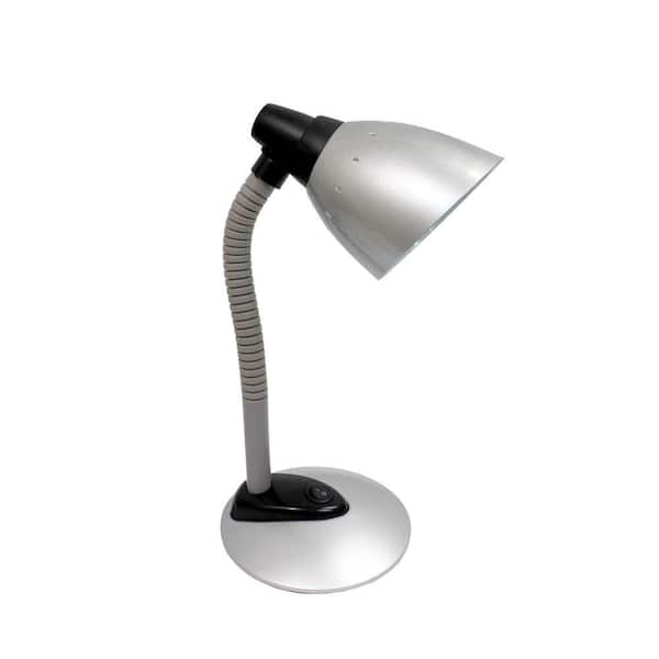 Simple Designs 16.34 in. Silver High Power LED Desk Lamp with Flexible Hose Neck