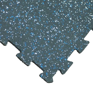 ReUz 0.24 in. T x 1.6 ft. W x 1.6 ft. L Blue/White Speckle Rubber Flooring Tiles (44 sq. ft.) (16-Pack)