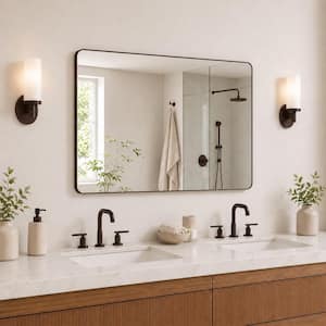 48 in. W x 36 in. H Rectangular Framed Wall Bathroom Vanity Mirror in Oil Rubbed Bronze