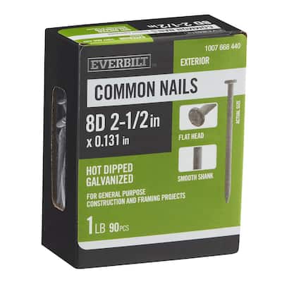 2-1/2 in. x 8D Hot Dipped Galvanized Common Nail 1 lb. (90-Count)
