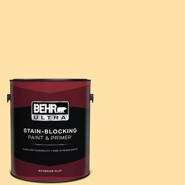 BEHR ULTRA 1 gal. #310A-3 Manila Tint Flat Exterior Paint & Primer