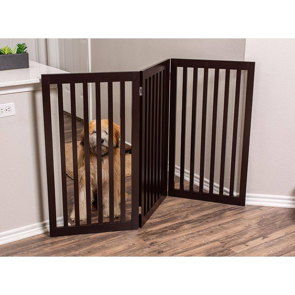 Espresso Solid Wood Freestanding Pet Gate, 36" Height