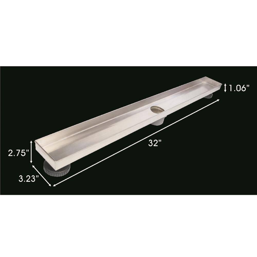 32-Inch Brushed Gunmetal Stainless Steel Linear Shower Drain
