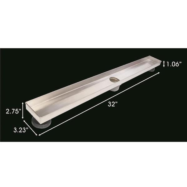32 inch Linear Shower Drain with 2-in-1 Flat Cover & Tile Insert Cover New  80cm