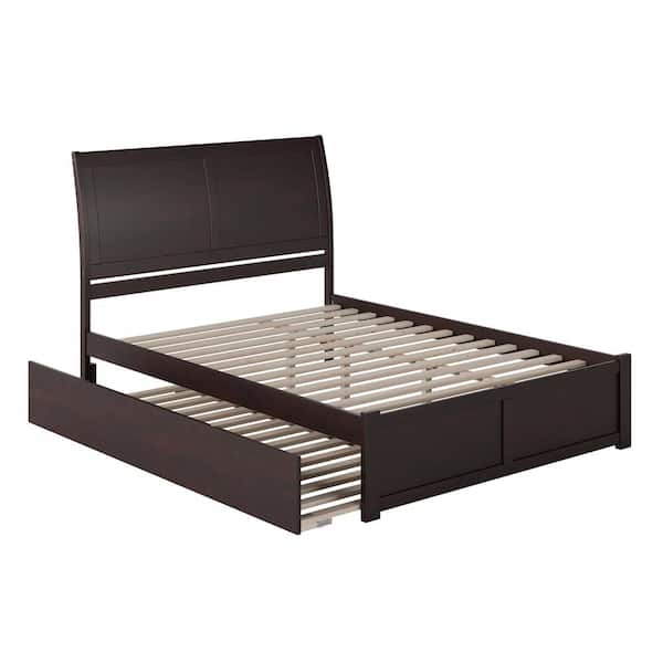 Portland Espresso Queen Bed with Footboard and Twin Extra Long Trundle