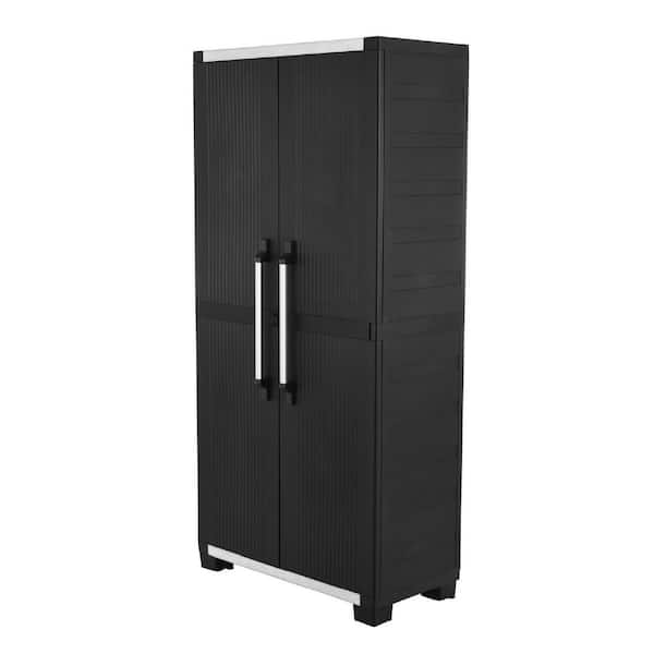 Premium One 35 in. W x 71.7 in. H. x 18.5 in. D 5-Shelf Resin Freestanding Cabinet in Black