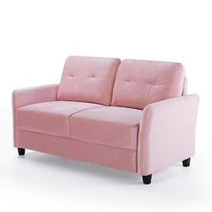 Ricardo 62 in. Blush Velvet Upholstered 2-Seats Loveseats Sofa