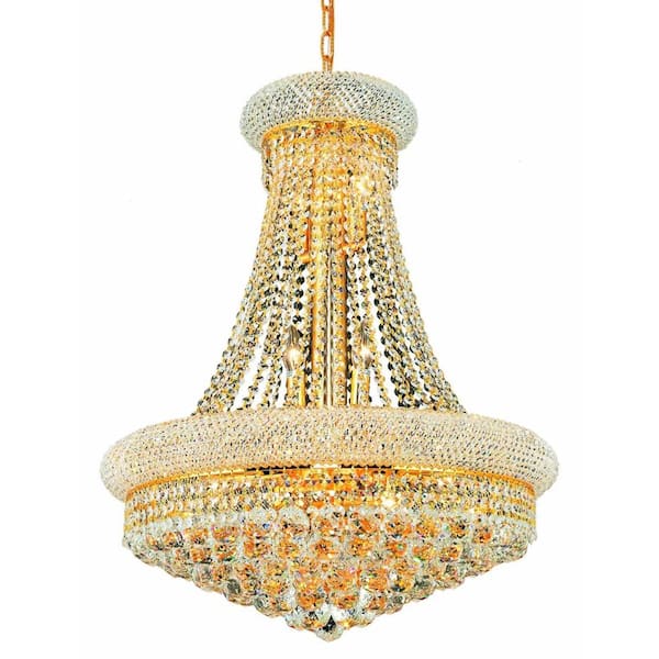 Elegant Lighting 14-Light Gold Wall Sconce with Clear Crystal