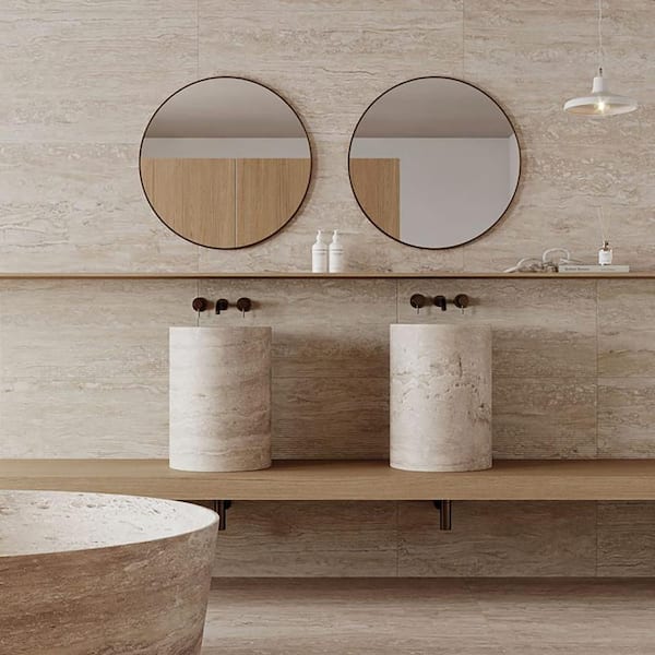 Spanish Marmol Deco Natural 12 in.x24 in. 3D Textured Travertine Look Porcelain Wall Tile(25-Pieces,53.8 sq. ft./Pallet)