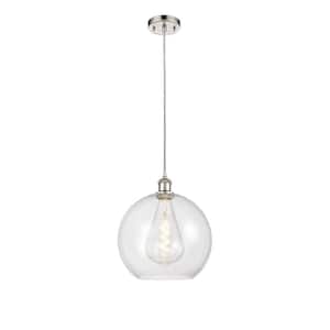 Athens 60-Watt 1 Light Polished Nickel Shaded Mini Pendant Light with Clear glass Clear Glass Shade