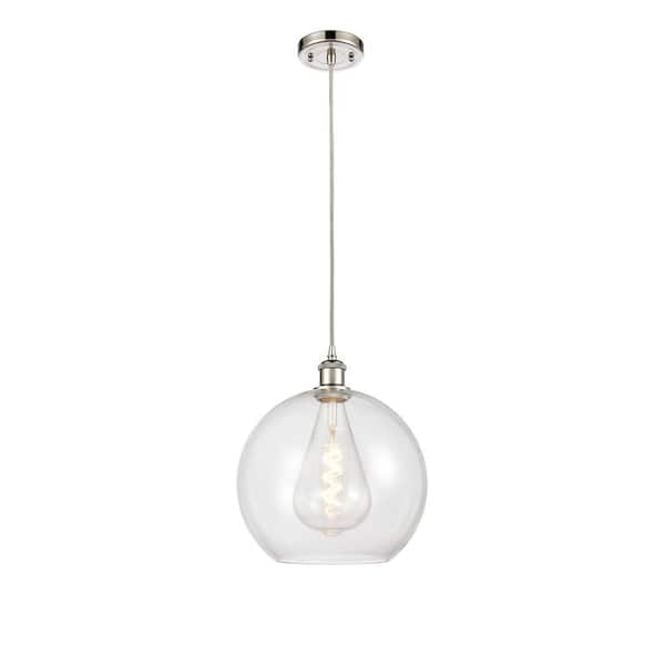 Innovations Athens 60-Watt 1 Light Polished Nickel Shaded Mini Pendant Light with Clear glass Clear Glass Shade