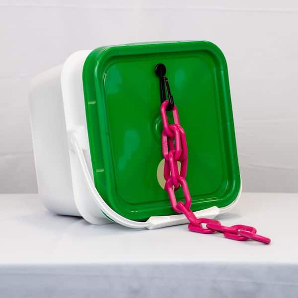 2 in. (#8, 51 mm) x 65 ft. Heavy Duty Plastic Safety Chain Safety Pink in a Pail