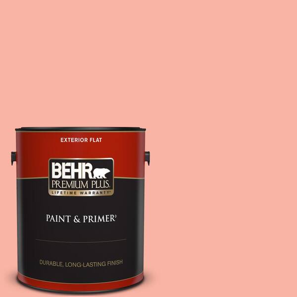 BEHR PREMIUM PLUS 1 gal. #180A-3 Just Blush Flat Exterior Paint & Primer