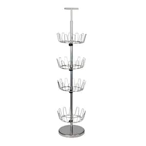 52.75 in. H 24-Pair 24-Tier Silver Steel Shoe Rack