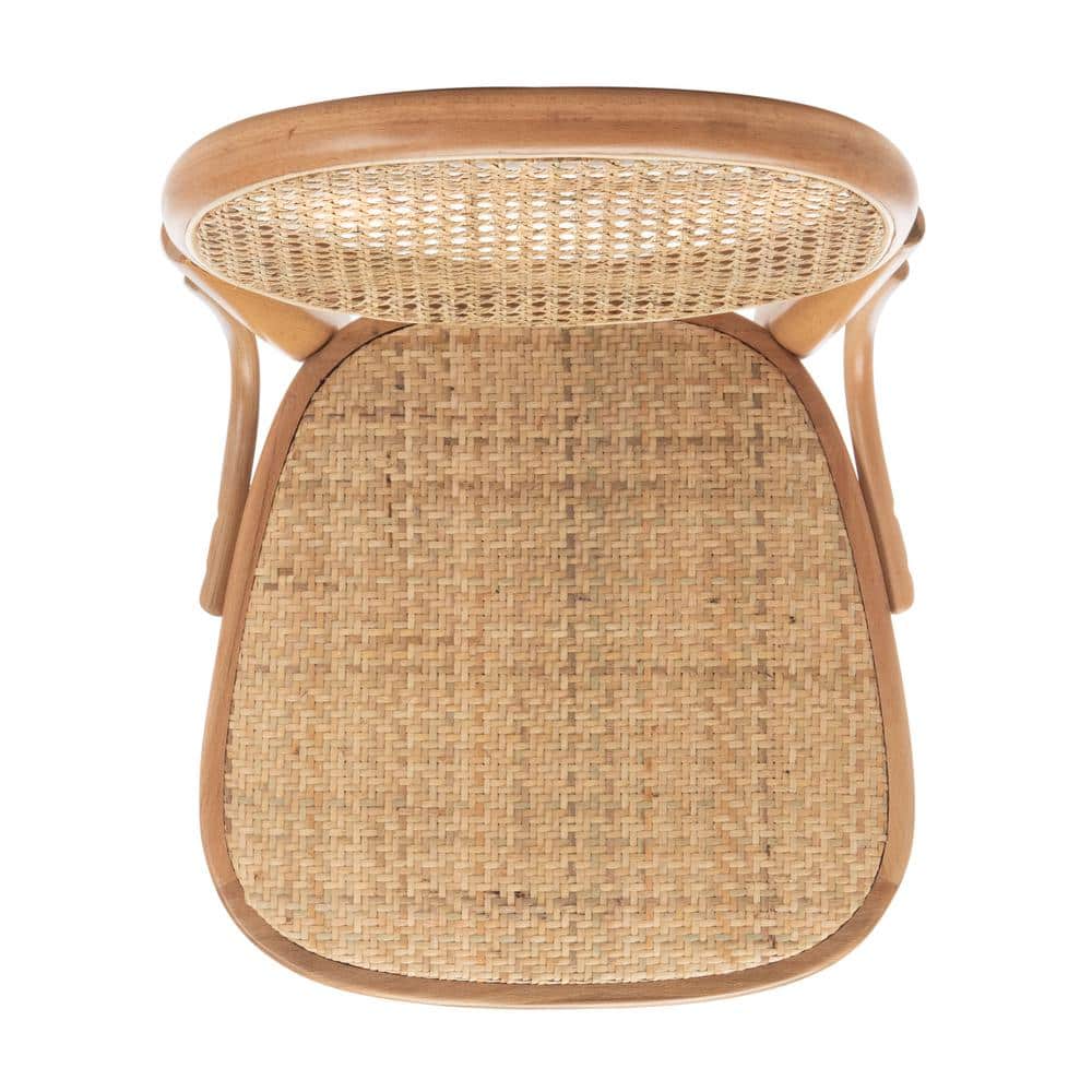 Elegant Transitional Natural Cane and Wood Side Chair