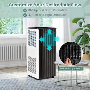 7,100 BTU Portable Air Conditioner Cools 350 Sq. Ft. with Humidifier and Sleep Mode in Black
