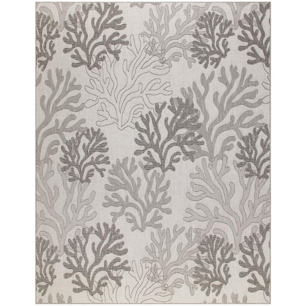 Nourison Garden Oasis Grey 8 ft. x 10 ft. Nature-inspired Contemporary Area Rug