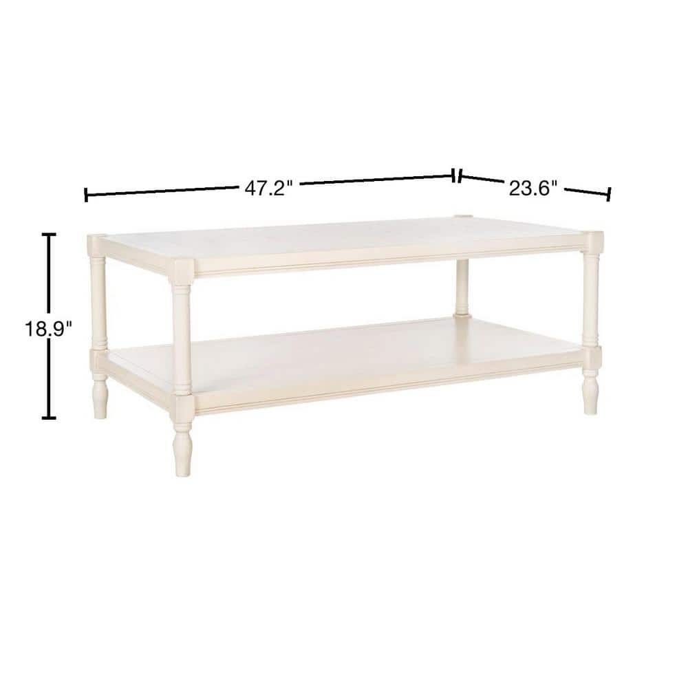 Coastal Cottage Charm White Pine Rectangular Coffee Table