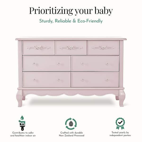 evolur aurora 7 drawer double dresser blush pink pearl Customer reviews for Evolur Aurora 7-Drawer Double Dresser in Pink Pearl,  Spacious Drawers