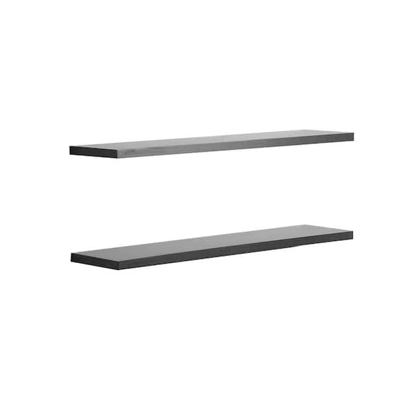 Floating Shelves Delta 36 in. W x 1 in. H x 8 in. D Black Decorative Floating Wall Shelves  (2-Pack)-FS2090EB-2 - The Home Depot