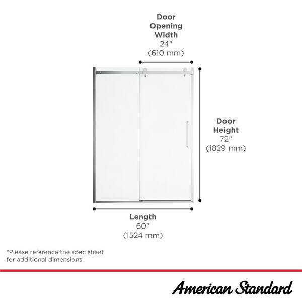 American Standard Passage 60 in. W x 72 in. H Sliding Semi-Frameless Shower Door in Brushed Nickel with Clear Glass American Standard Passage 60 in. W x 72 in. H Sliding Semi-Frameless Shower Door in Brushed Nickel with Clear Glass