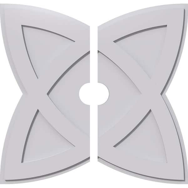 Ekena Millwork 1 in. P X 12 in. C X 32 in. OD X 4 in. ID Cosmo Architectural Grade PVC Contemporary Ceiling Medallion, Two Piece