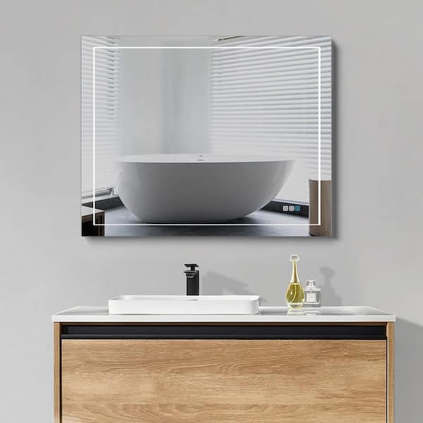 Maincraft 40 in. W x 32 in. H Rectangular Frameless LED Light Wall Mounted Bathroom Vanity Mirror in Aluminum