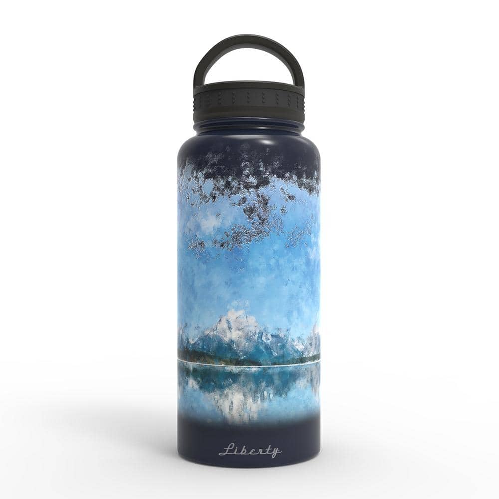 Hydrapeak 32oz Chug Lid Wide Mouth Stainless Steel Water Bottle Storm Blue Large